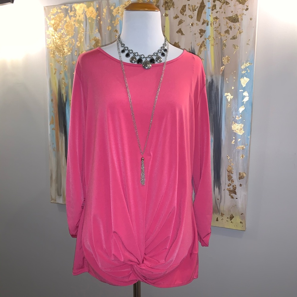 NWT New Directions Pink Twist Blouse Xl